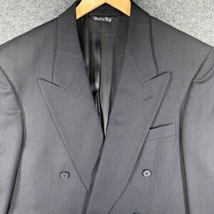 Roberto Villini Double Breasted Blazer Men 44R Black Pinstripe Cecchi Paolo Wool